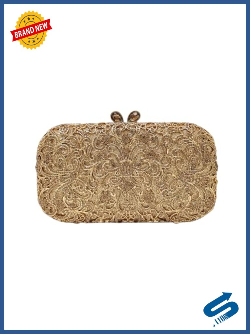 Luxury Crystal Rhinestone Clutch with Detachable Chain Evening Bag